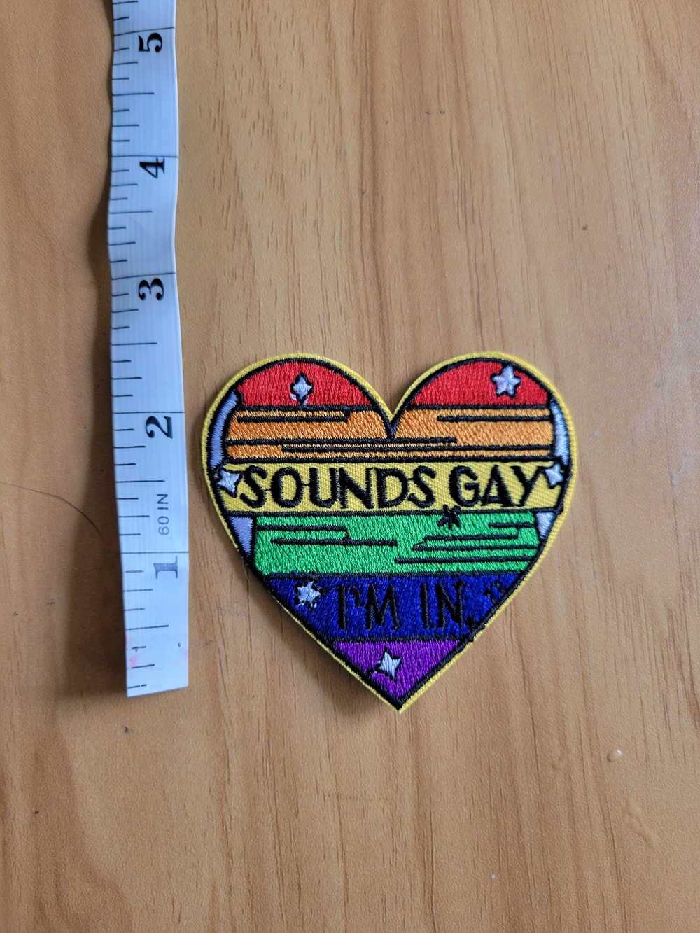 🧋NEW🧋Rainbow Heart Patch "Sounds Gay" Embroidered Iron-On - Multicolor